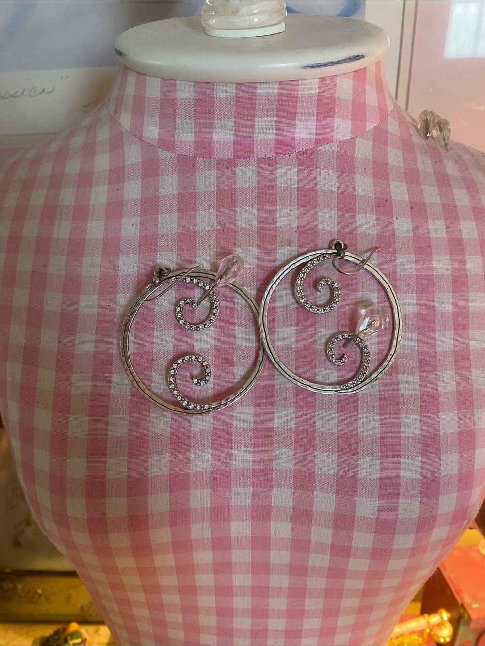 Brighton Silver Hoop Earrings with Crystal Swirls